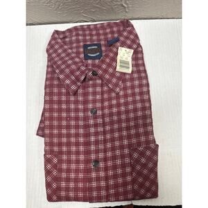 NWT Vintage Saugatuck Maroon Men's Thin Flannel Plaid 90s‎ Shirt 3X Size 3XL